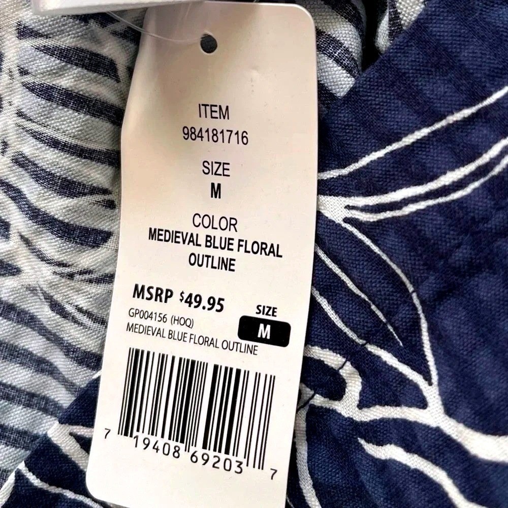 GAP Mens Floral Seersucker Button Down Shirt Medium Blue Short Sleeve NWT - Picture 2 of 7